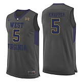 West Virginia Mountaineers 5 Brandon Knapper Gray College Basketball Jersey Dzhi,baseball caps,new era cap wholesale,wholesale hats